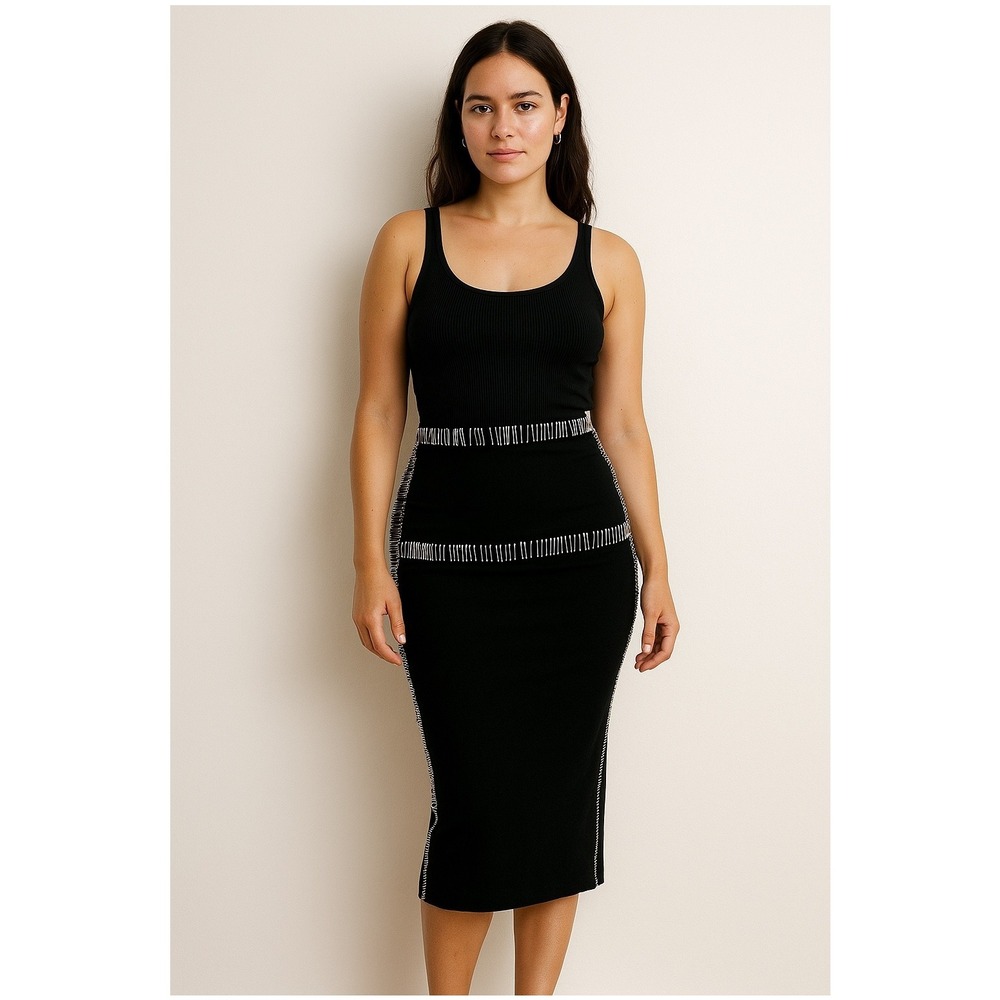 Norma Kamali Everlast Safety Pin Embellished Bodycon Skirt Size M